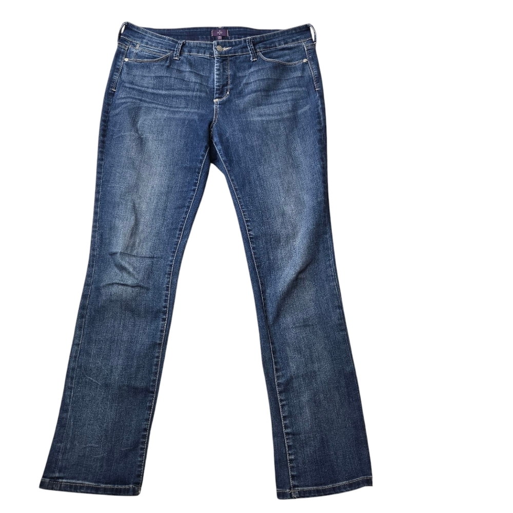 NYDJ Sz 16 Lift Tuck Blue Denim High Rise Straight Ankle Jeansโ